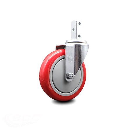 Service Caster 5 Inch Red Polyurethane Wheel Swivel 3/4 Inch Square Stem Caster SCC SCC-SQ20S514-PPUB-RED-34